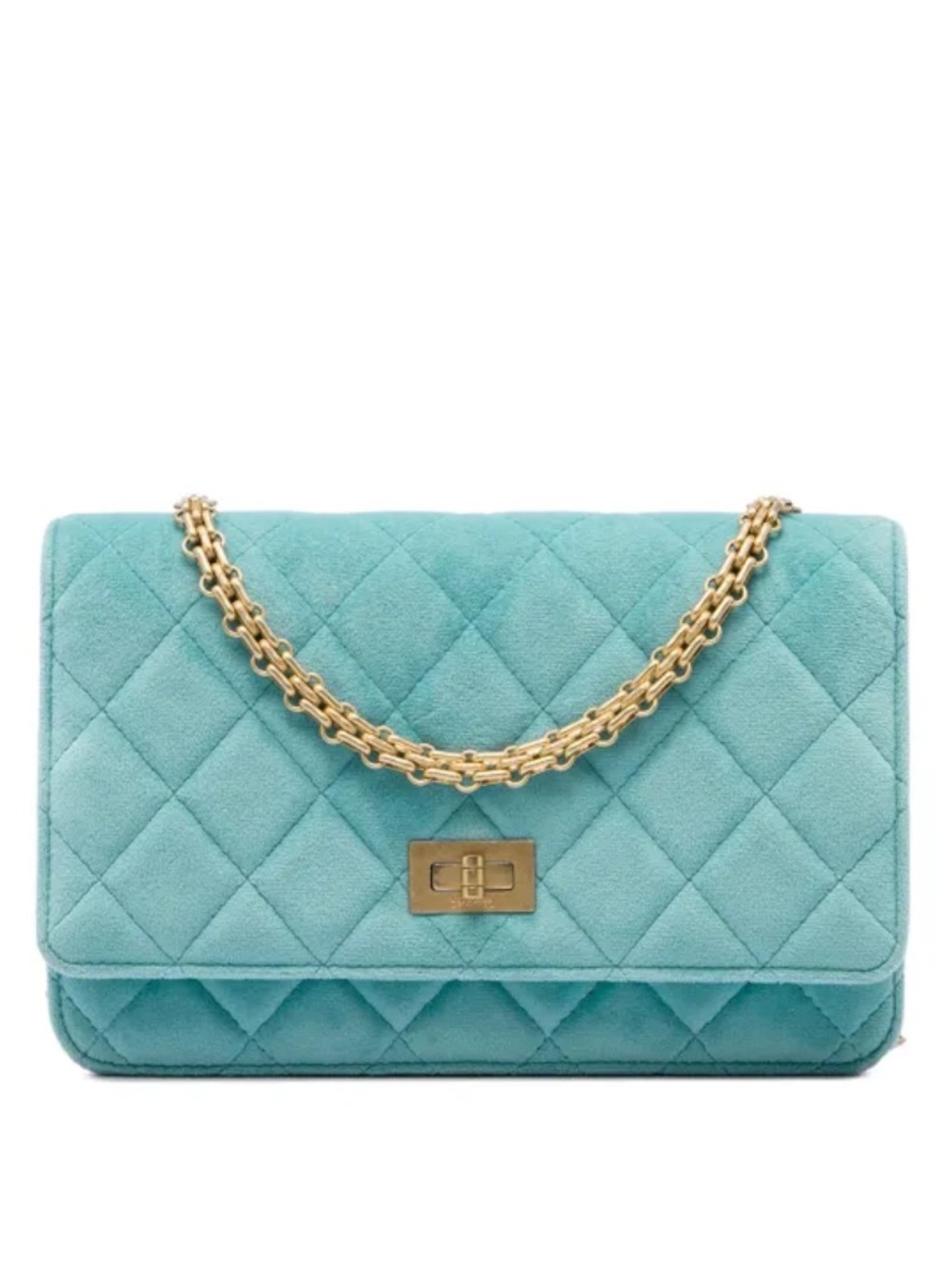 CHANEL Rare Seafoam Velvet Reissue 2.55 WOC NIB 2019 NEVER USED Ice Blue/Mint